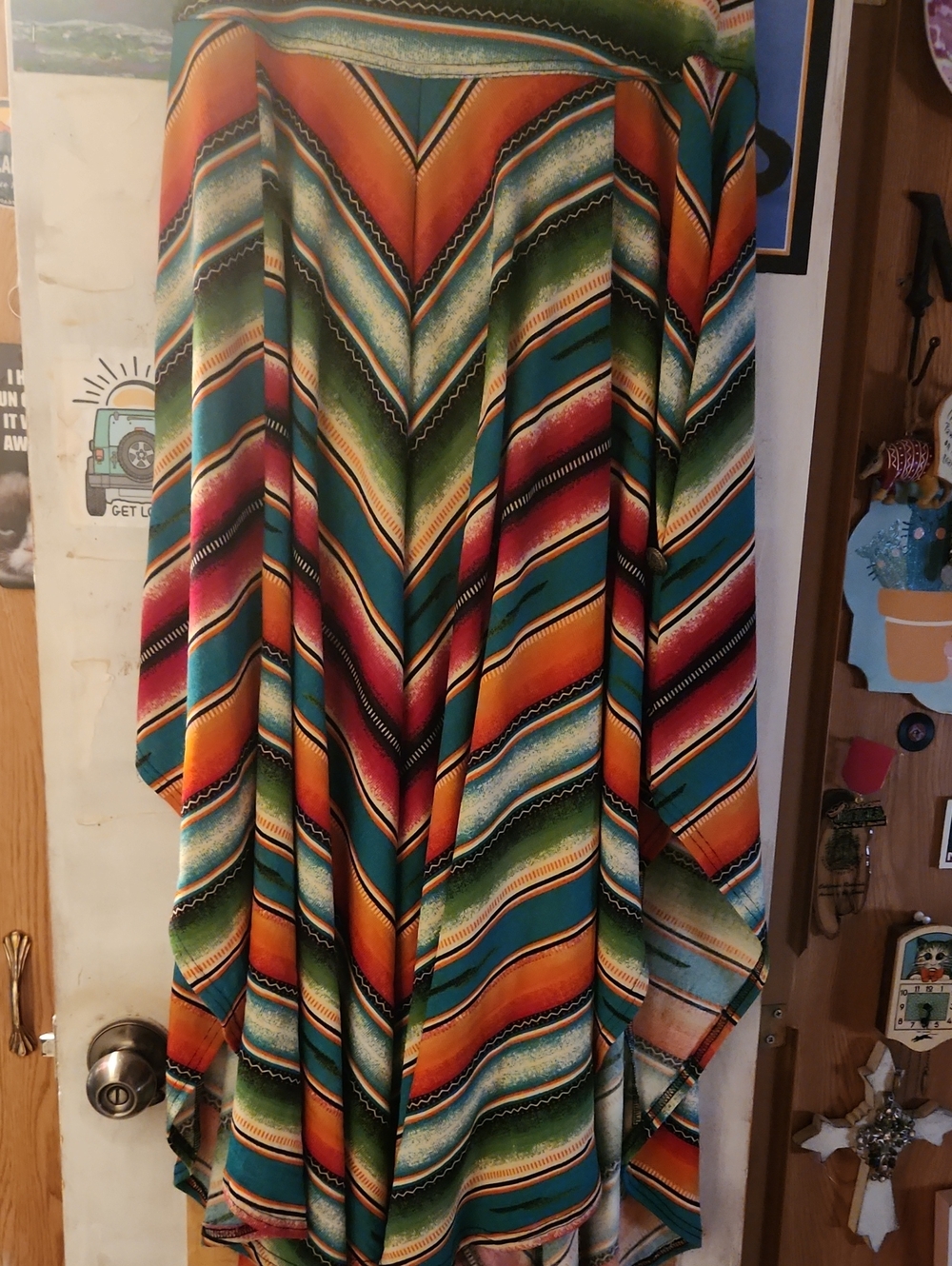 Double D Ranch Multicolor Chevron High-Low Skirt in Teal, Orange & Green